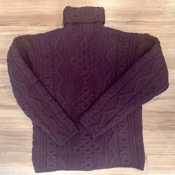 Aran Crafts Merino Wool Fisherman Turtleneck Sweater Size M Chunky Cable Knit - Picture 5 of 6